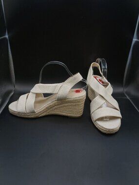 10 Lucky Brand Cliesa Women's Espadrille Wedge Sandals Natural Beige Canvas Jute